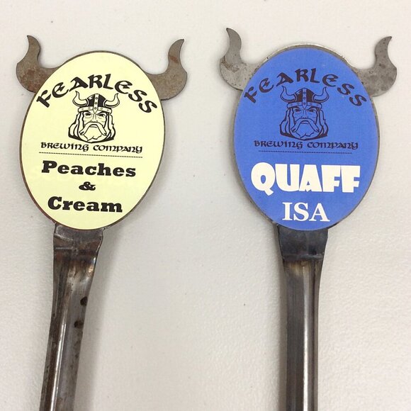 Lot 2 Fearless Brewing Company Beer Tap Handles Scottish Ale Quaff Peaches Cream - Picture 6 of 6